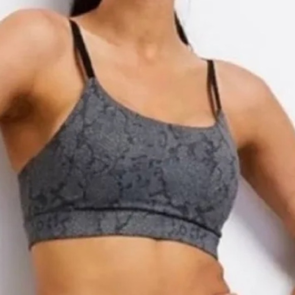 ALLFENIX Python Charcoal/Black Snakeskin Spaghetti Strap Sports Bra XS